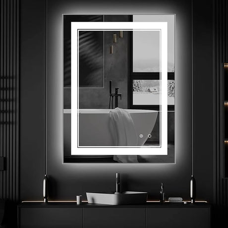 24" x 40" LED Bathroom Mirror Wall-Mounted Vanity Anti-Fog Mirror Dimmable Adjustable