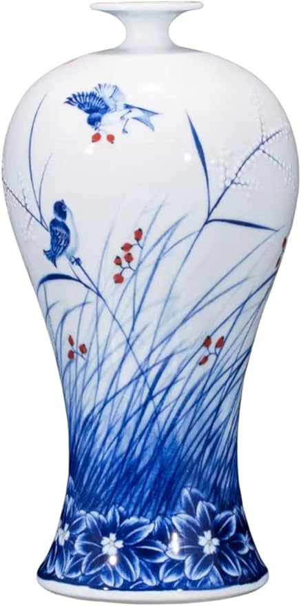 Blue White Vase for Flowers,Modern Ceramic Vase for Pampas Grass