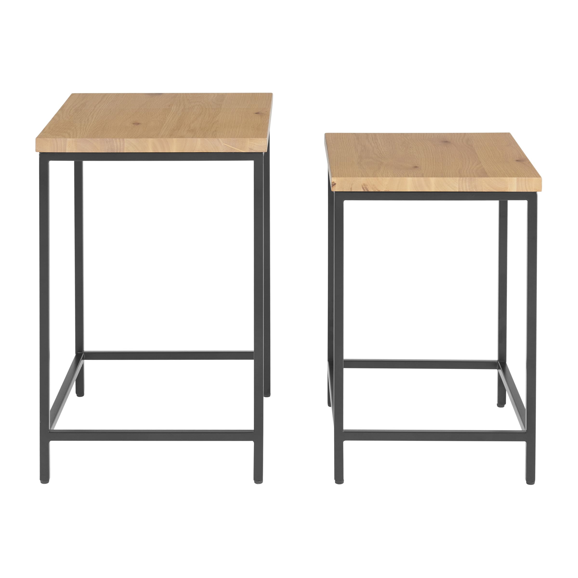 Furniture Nesting Tables - Set of 2 Side Tables with MDF Wood Tops and Metal Bases
