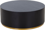 Classic Drum-Shape Living Room Table Contemporary Round Coffee Table End Table Black Wood Small Coffee Side