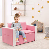 Couch, 2 in 1 Double Seat Children's Sofa Convert to Table and Two Chairs for School, Storage Space, PVC Surface, Large Soft Kids Preschool Sofa Couch for Boys Girls Gifts (Pink)