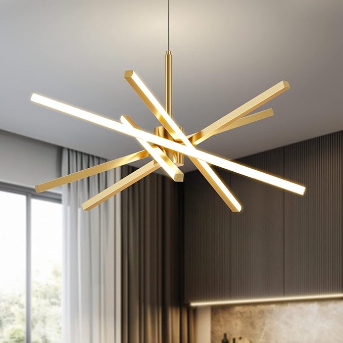 Modern Sputnik Chandelier Ceiling 82W LED Gold Pendant Light Embedded Mount