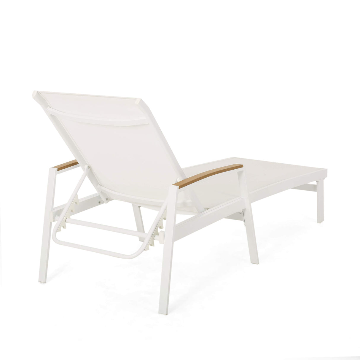 Teresa Outdoor Aluminum Chaise Lounge with Mesh Seating (Set of 2), White