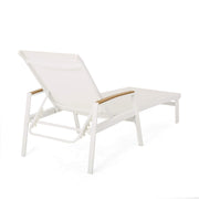 Teresa Outdoor Aluminum Chaise Lounge with Mesh Seating (Set of 2), White