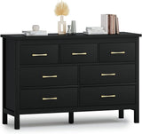 Dresser for Bedroom with 7 Drawers, Modern White Dresser with Golden Handles