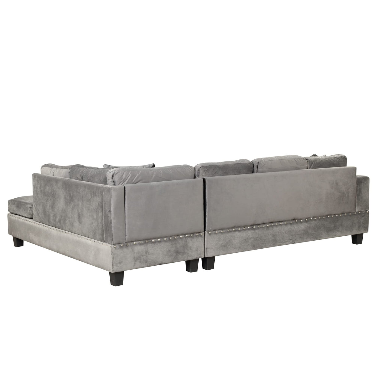 Living Room Furniture Set, Sectional 5-Seater Sofa with Reversible Chaise, Corner Sofa Set with Ottoman, L Shaped Couch for Apartment, Living Room (104.5 Inch Velvet, Gray)