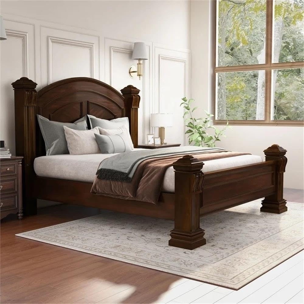 Traditional Cherry Wood King Panel Bed with Slat Kit