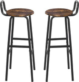 Set of 2 Barstools, Bar Chairs with Backrest and Footrest