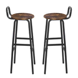 Set of 2 Barstools, Bar Chairs with Backrest and Footrest