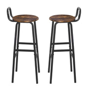 Set of 2 Barstools, Bar Chairs with Backrest and Footrest