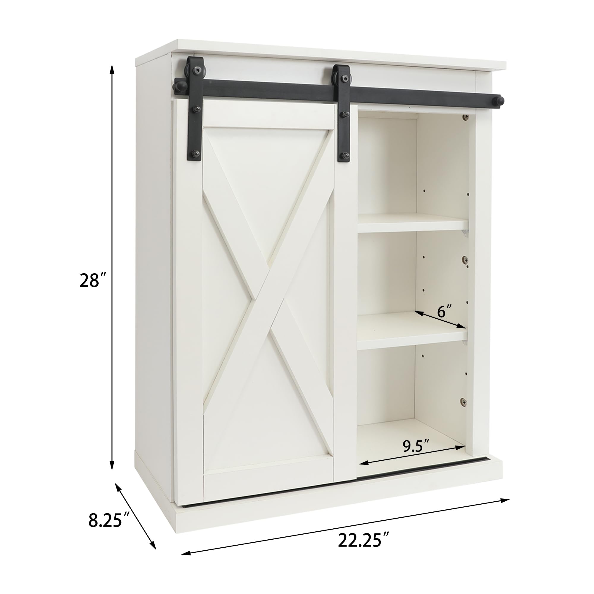 Farmhouse Wood Wall Storage Cabinet with Sliding Barn Door, Vintage