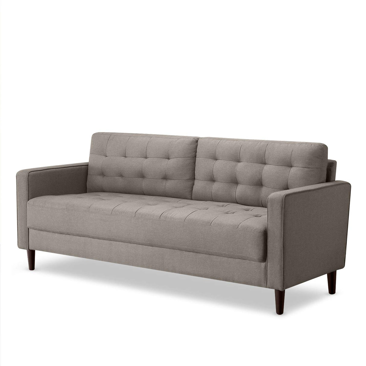 Benton Sofa Couch, Grid Tufted Cushions, Easy, Tool-Free Assembly, Stone Grey