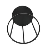 Round Side Table Black - Wood Top End Table with Metal Frame, Accent Tables