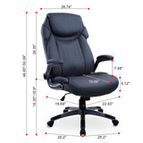 Ergonomic Office Chair Desk Chair with PU Leather High Back Flip-Up Arms Wheels,