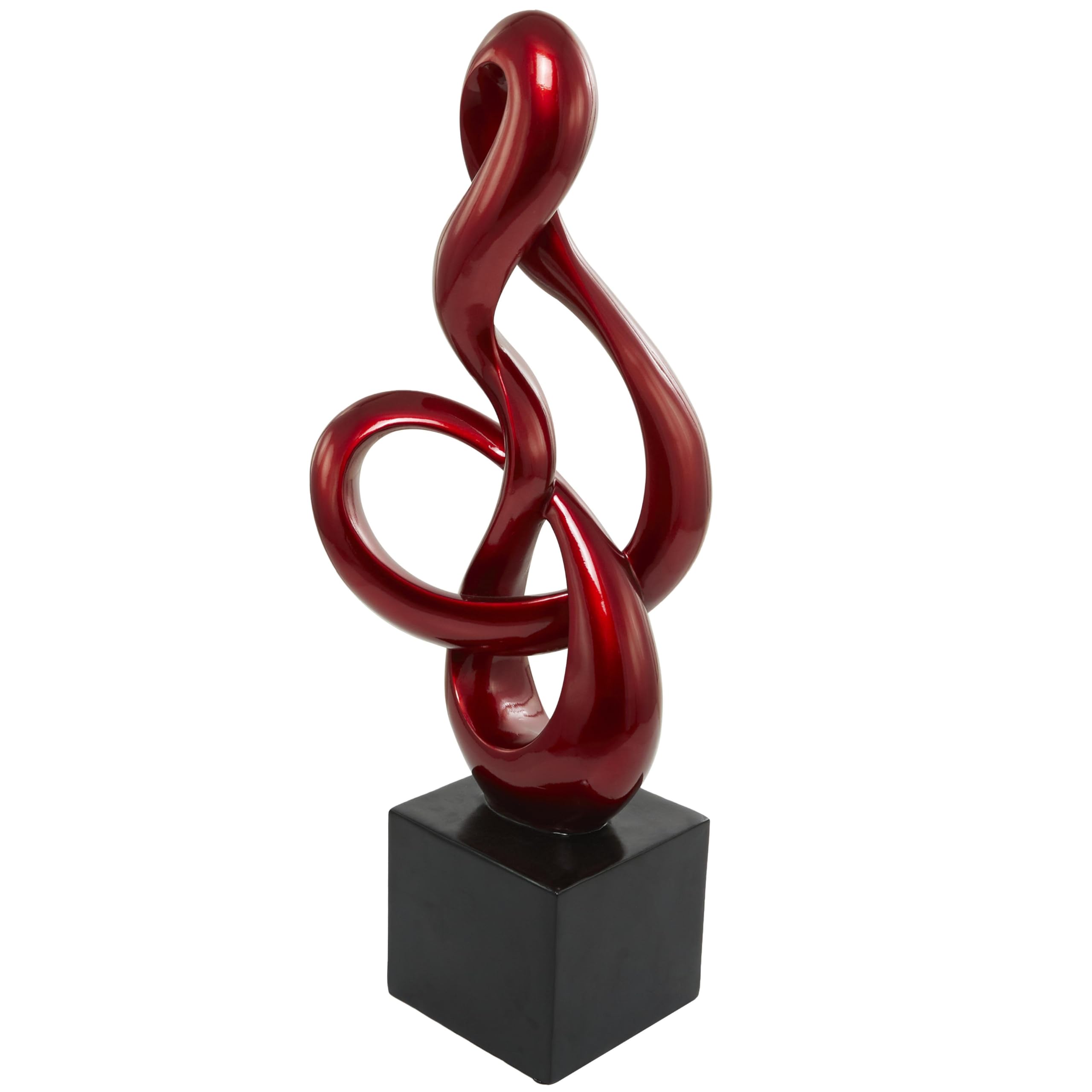 Polystone Abstract Decorative Sculpture Swirl Home Decor Statue with Black Base