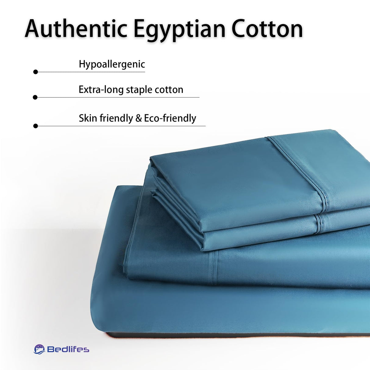 Full Size Cotton Bed Sheets 1200 Thread Count Egyptian Cotton Sheet Set-100% Cotton