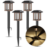 Solar Lights Outdoor 20 LM LED with 2-Tone Bronze Tone & Wood Tone, Solar Garden