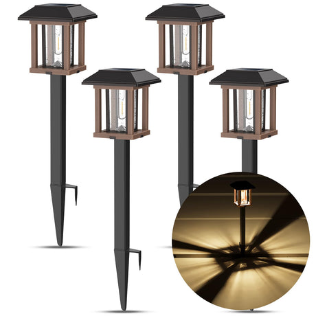 Solar Lights Outdoor 20 LM LED with 2-Tone Bronze Tone & Wood Tone, Solar Garden