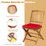 3Pcs Patio Bistro Set, Wood Folding Table Set