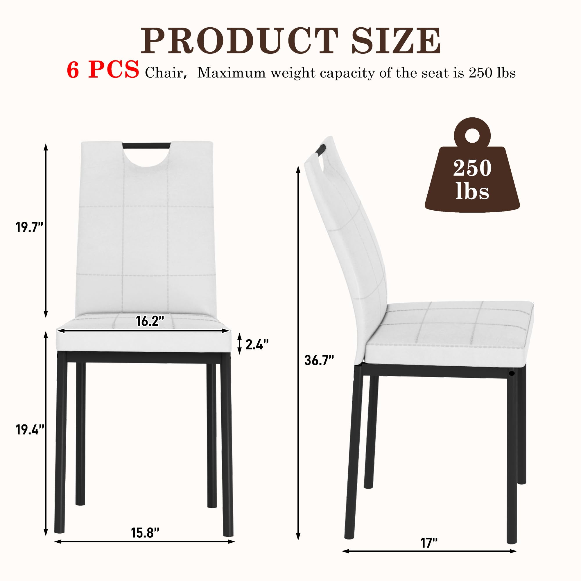 7-Piece Dining Table Set with 6 Chairs - 71" Wooden Kitchen Table