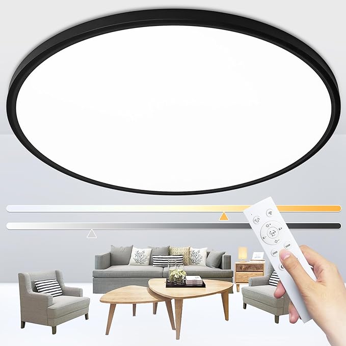 24 Inch Round Led Ceiling Light Fixture, Ultra Thin Flush Mount, Dimmable with Remote