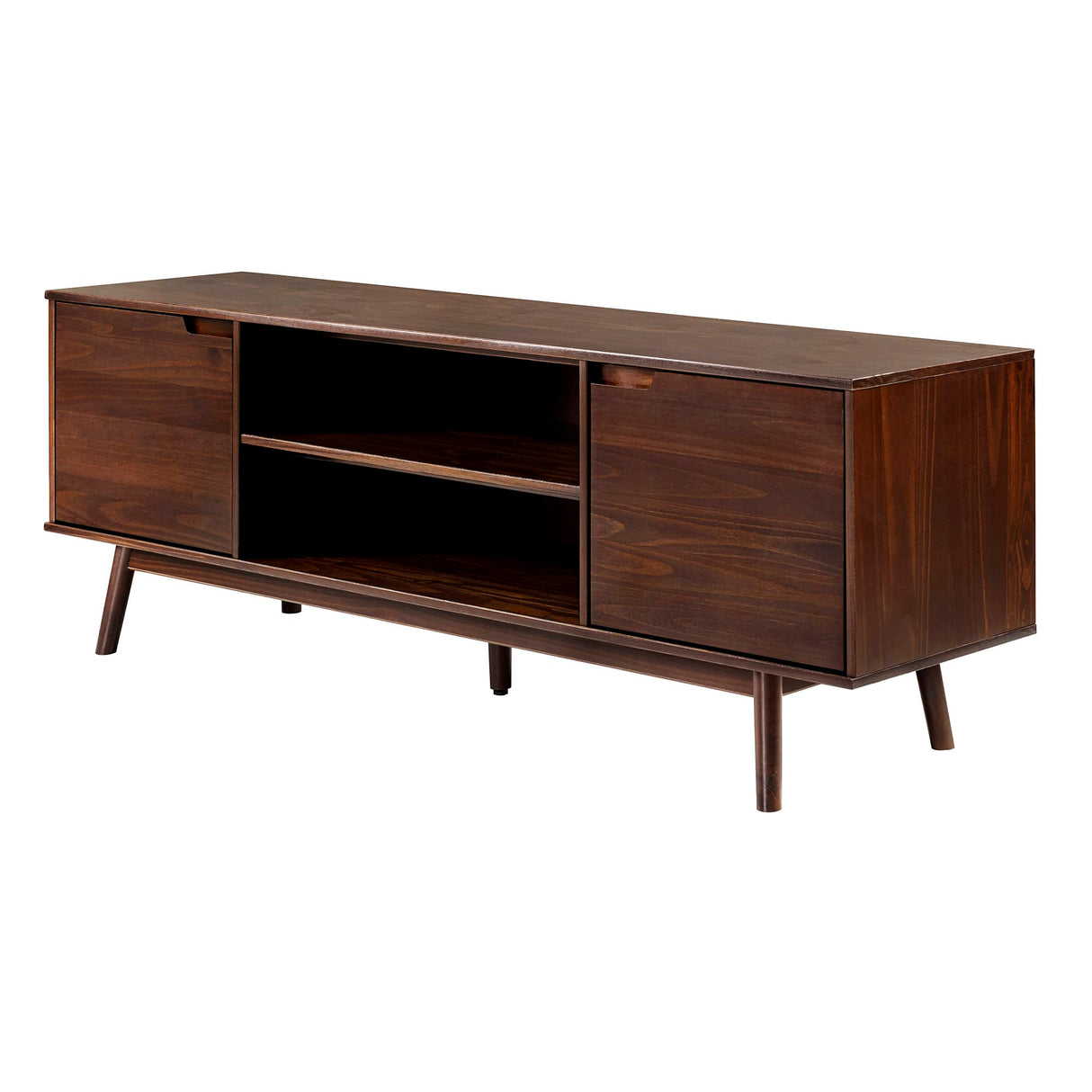 Walker Edison Emery Mid Century Modern Solid Wood TV Stand for TVs up to 80 Inches 70 Inch Walnut