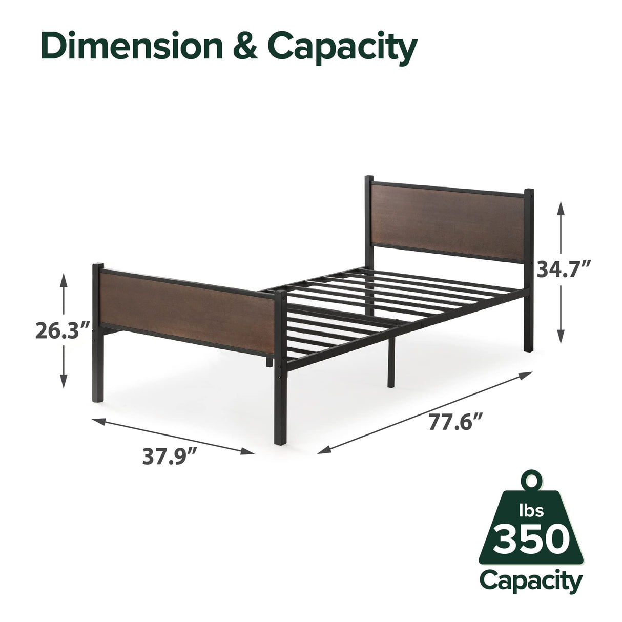 and Metal Platform Bed Frame, Bed Frame Made with Sustainable Bamboo, Steel Slat