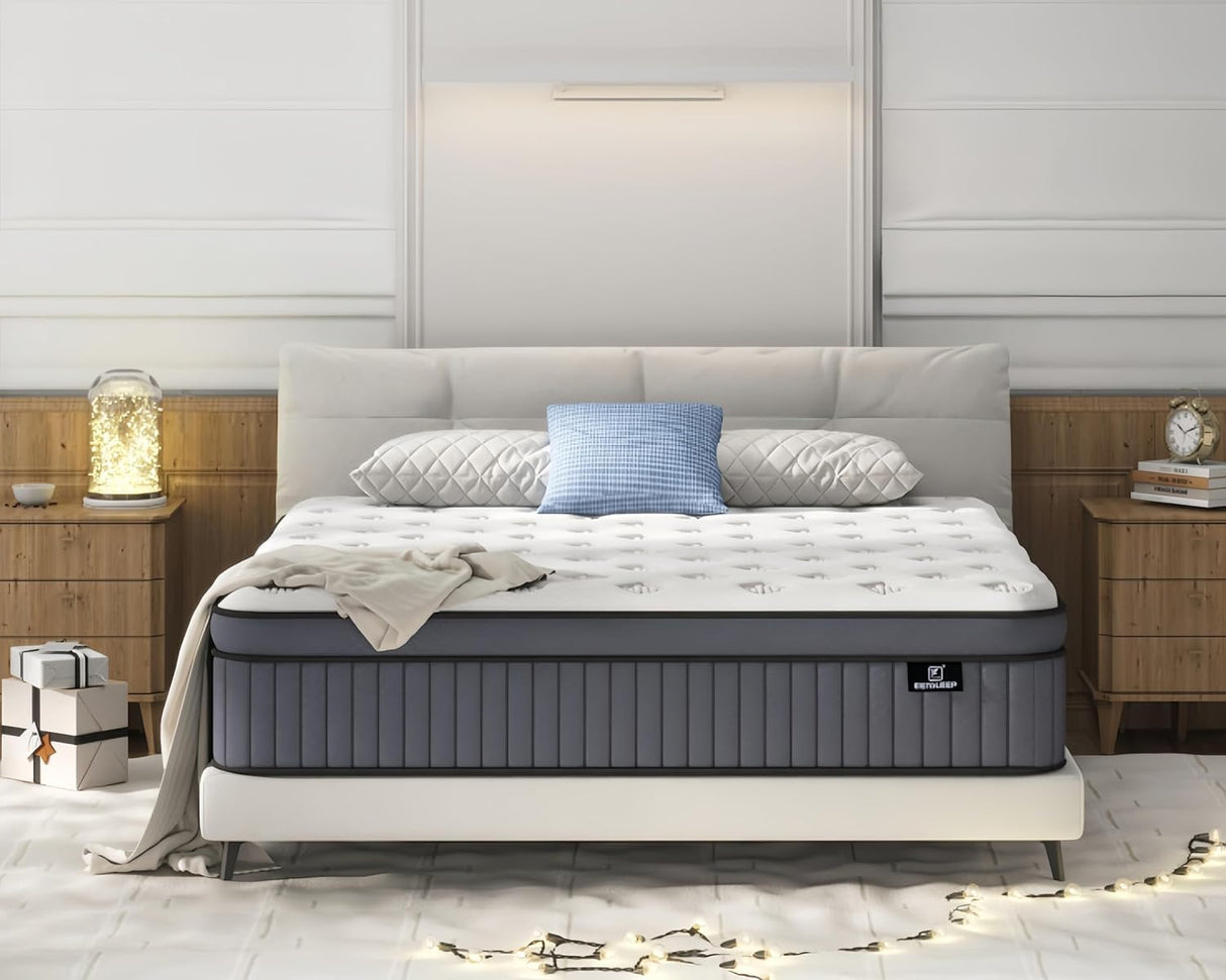 King Size Mattress - Upgrade Strengthen - 14 Inch Firm Hybrid King Mattress in a Box,