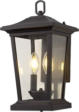 Large Outdoor Wall Sconce, 2-Lights Lantern, Exterior Wall Mount Light Fixture