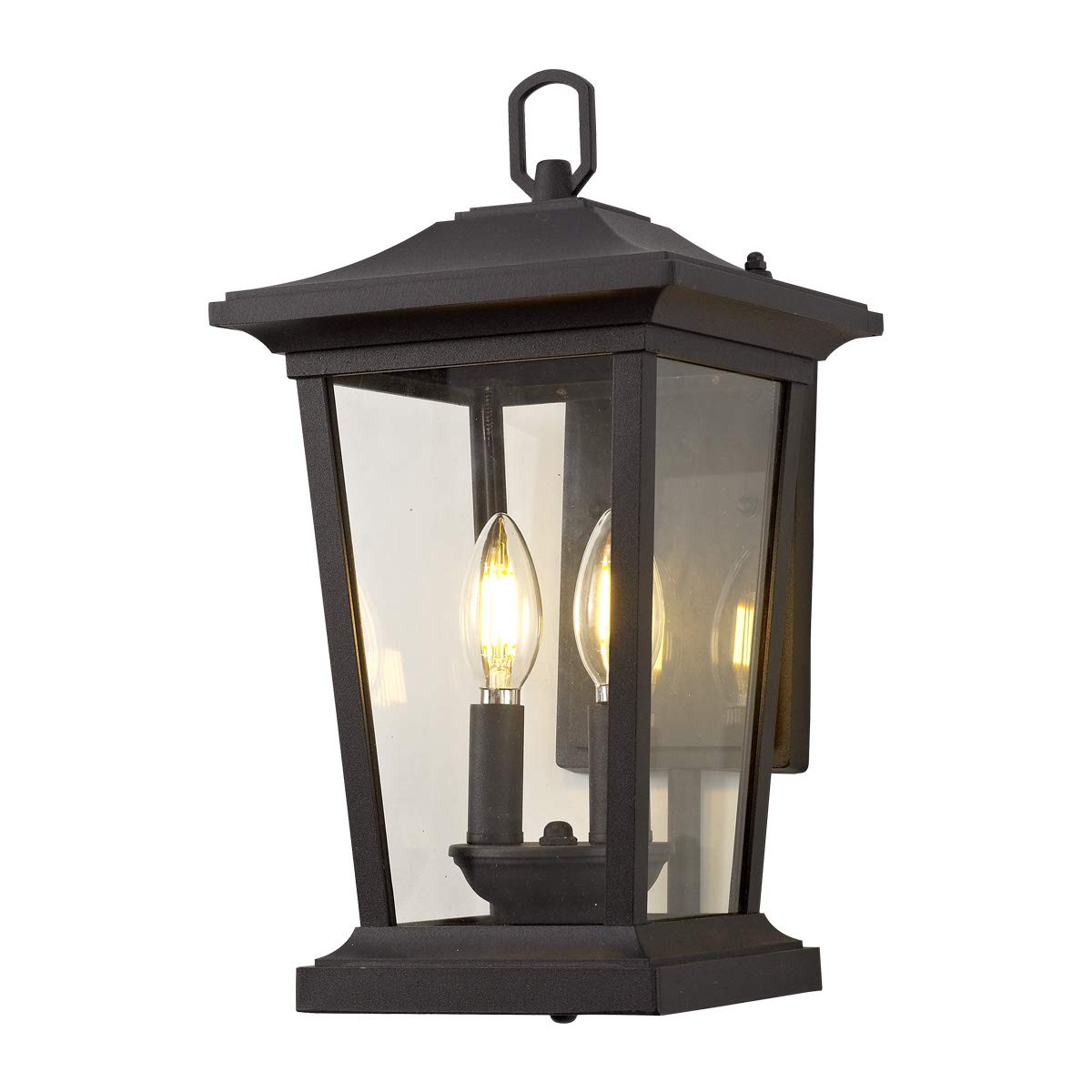 Large Outdoor Wall Sconce, 2-Lights Lantern, Exterior Wall Mount Light Fixture