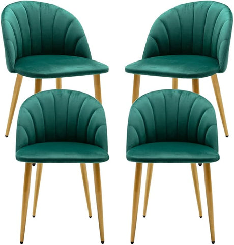 Velvet Dining Chairs Set of 4, Mid Century Modern Accent Leisure Chairs with Metal Legs