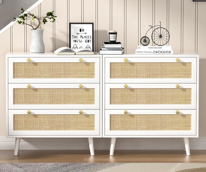 White Dresser for Bedroom with 3 Drawers, Modern Wood 3 Drawer Dresser