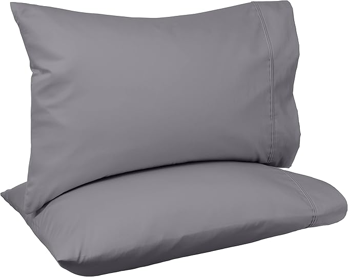 400 Thread Count Cotton Pillow Case, Standard, 30" L x 20" W, White - Set of 2