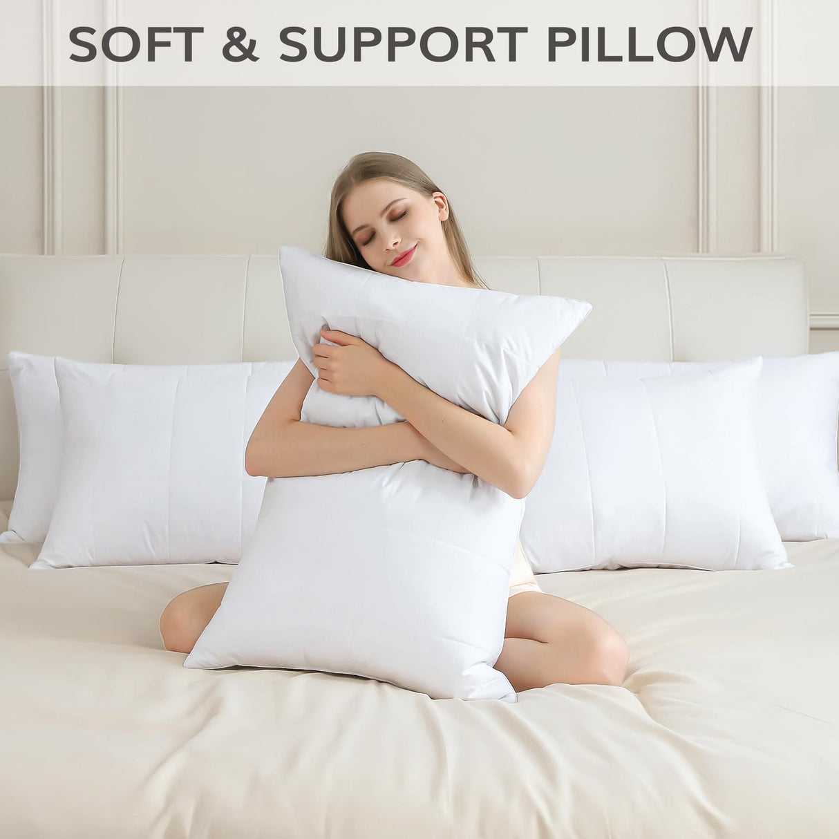 Goose Down Feather Pillows with 100% Cotton Cover, Soft Hotel Bed Pillow for Sleeping