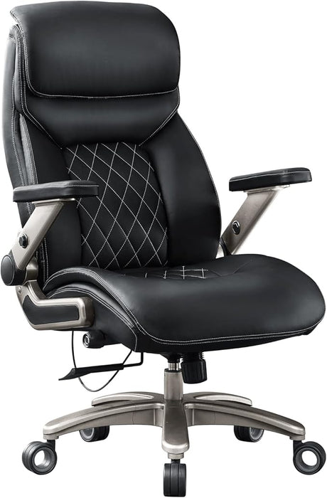 Office Chair with 5D Flip Arms, 600LBS PU Leather Executive Office Chair, Adjustable