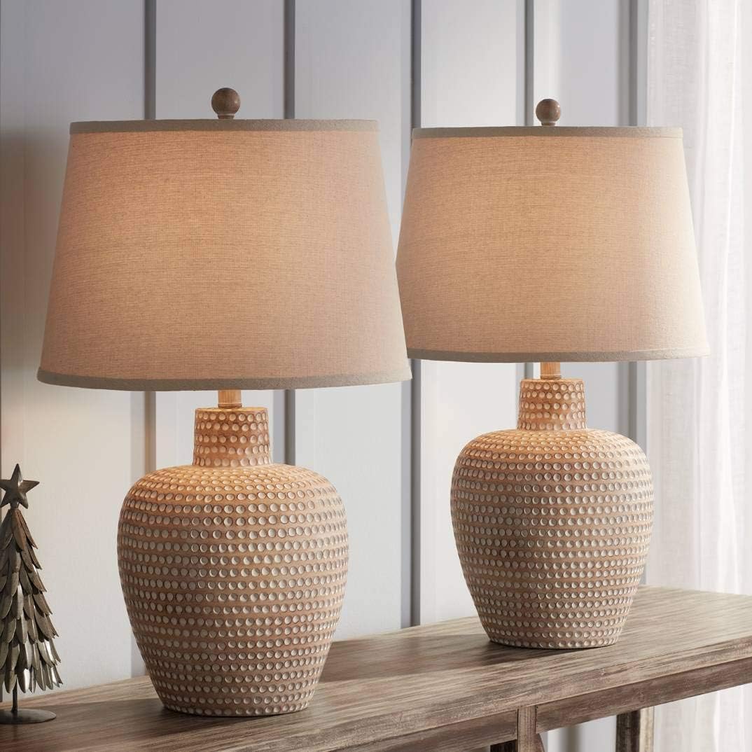 Glenn Rustic Southwestern Style Pot Table Lamps 27" Tall Set of 2 Dappled Sandy Beige