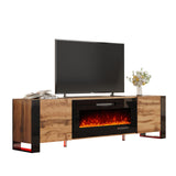 Fireplace TV Stand with 40" Fireplace, 80" Modern High Gloss Entertainment Center