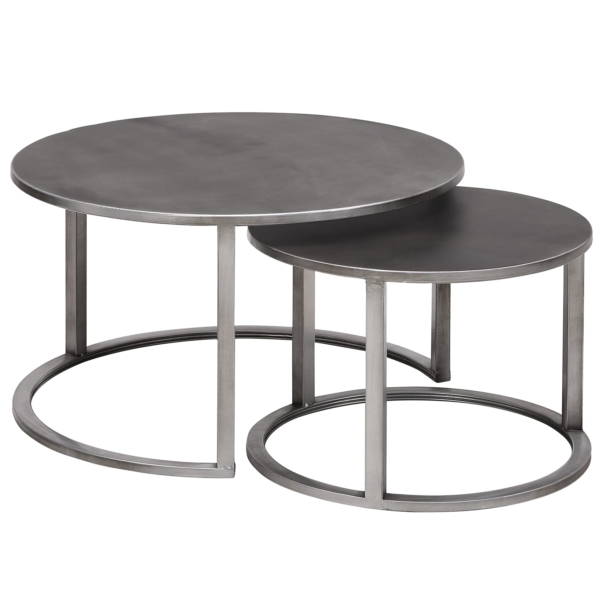 Hayes Silver Nesting Coffee Table 2-Piece Set, American Crafted, Aged Silver
