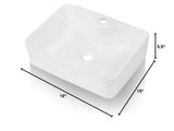 21"x16" Rectangle Bathroom Vessel Sink Wallmount Porcelain Ceramic White Vanity