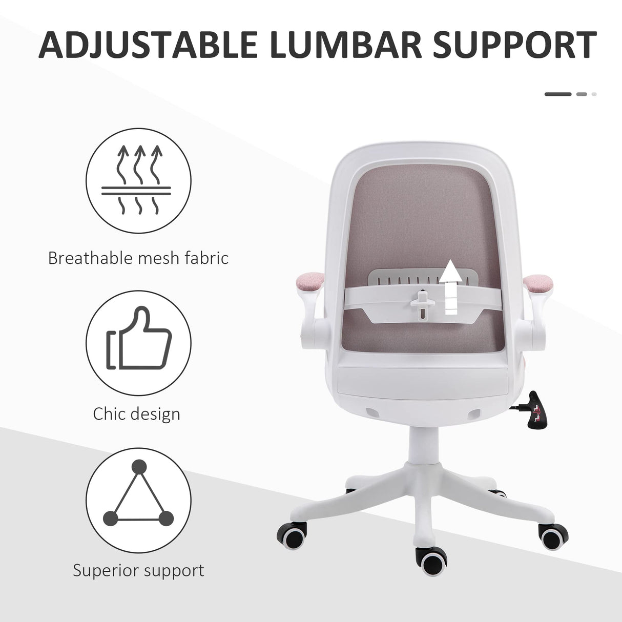 Linen-Touch Fabric Office Chair Swivel Task Chair with Adjustable Lumbar Support,