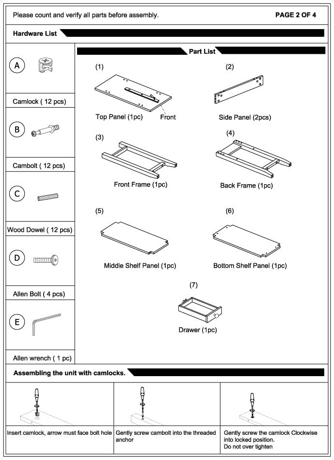 American Heritage 3-Tier End Table with Drawer, 23.5"L x 11.25"W x 24"H, Espresso