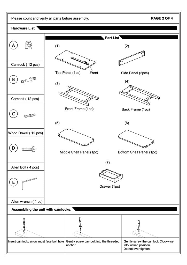 American Heritage 3-Tier End Table with Drawer, 23.5"L x 11.25"W x 24"H, Espresso