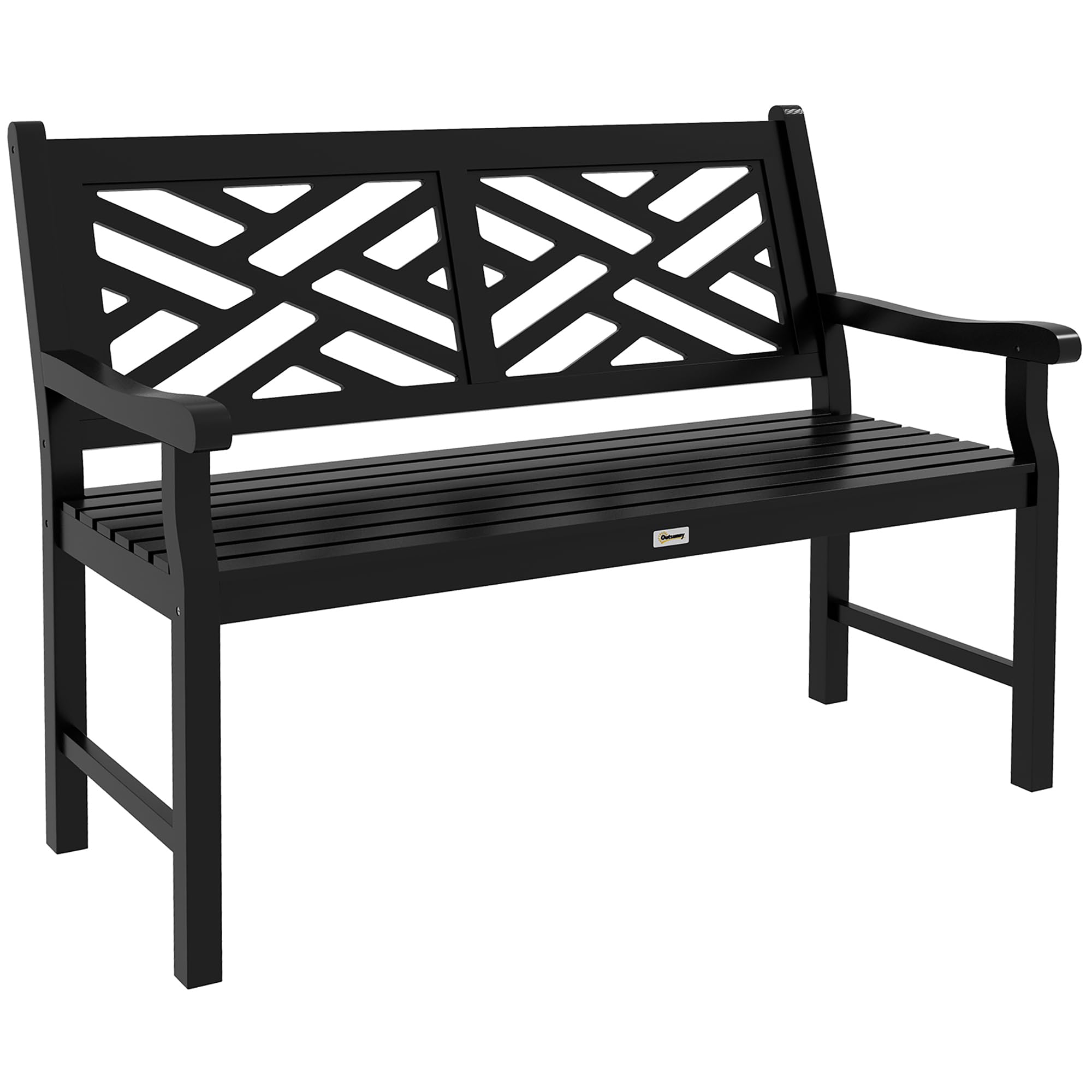 43.25" Outdoor Garden Bench, Wooden Bench, Poplar Slatted Frame Furniture for Patio