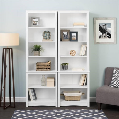 Sonoma Tall 6-Tier Bookcase 80"H with 2 Adjustable Shelves, White Storage Cabinet, Modern Display Cabinet, Bookshelf with Storage Shelves for Home Office, Living Room, Bedroom Organizer