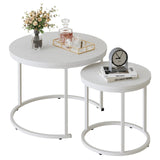 Nesting Coffee Table Round Side Table Set of 2 End Tables for Living Room Bedroom