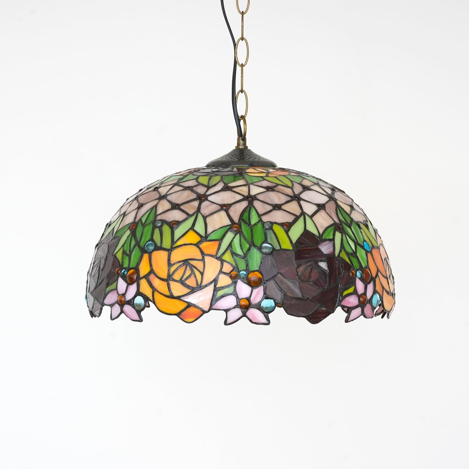 Tiffany Pendant Light Fixture,Stained Glass Rose Pendant Lights,Island Lights for Kitchen