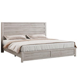 Farmhouse Full Bed Frame with 49" Tall Headboard, Wooden Platform Bed