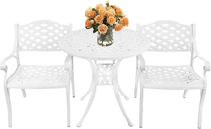 Cast Aluminum Patio Bistro Sets Outdoor Bistro Table and Chair Set of 2 wit