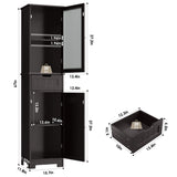 67" Tall Bathroom Cabinet, Narrow Storage Cabinet, Freestanding Linen Cabinet with Doors and Adjustable Shelf,