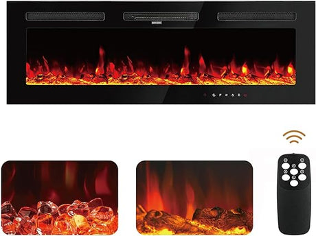 50 Inch Electric Fireplace Inserts Wall Mounted Recessed Fireplace